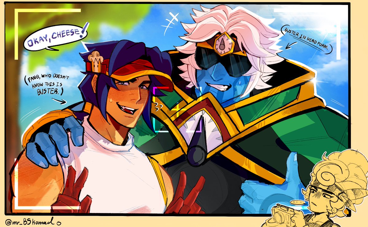 mr_BSkomado's tweet photo. Just a little fun idea with my girlfriend✨
Fang really likes this hero, but he didn't know it was Buster.

 (And Buster also didn’t want Fang to know either…)
#fangster #Brawlstars https://t.co/NBe0pFubbu