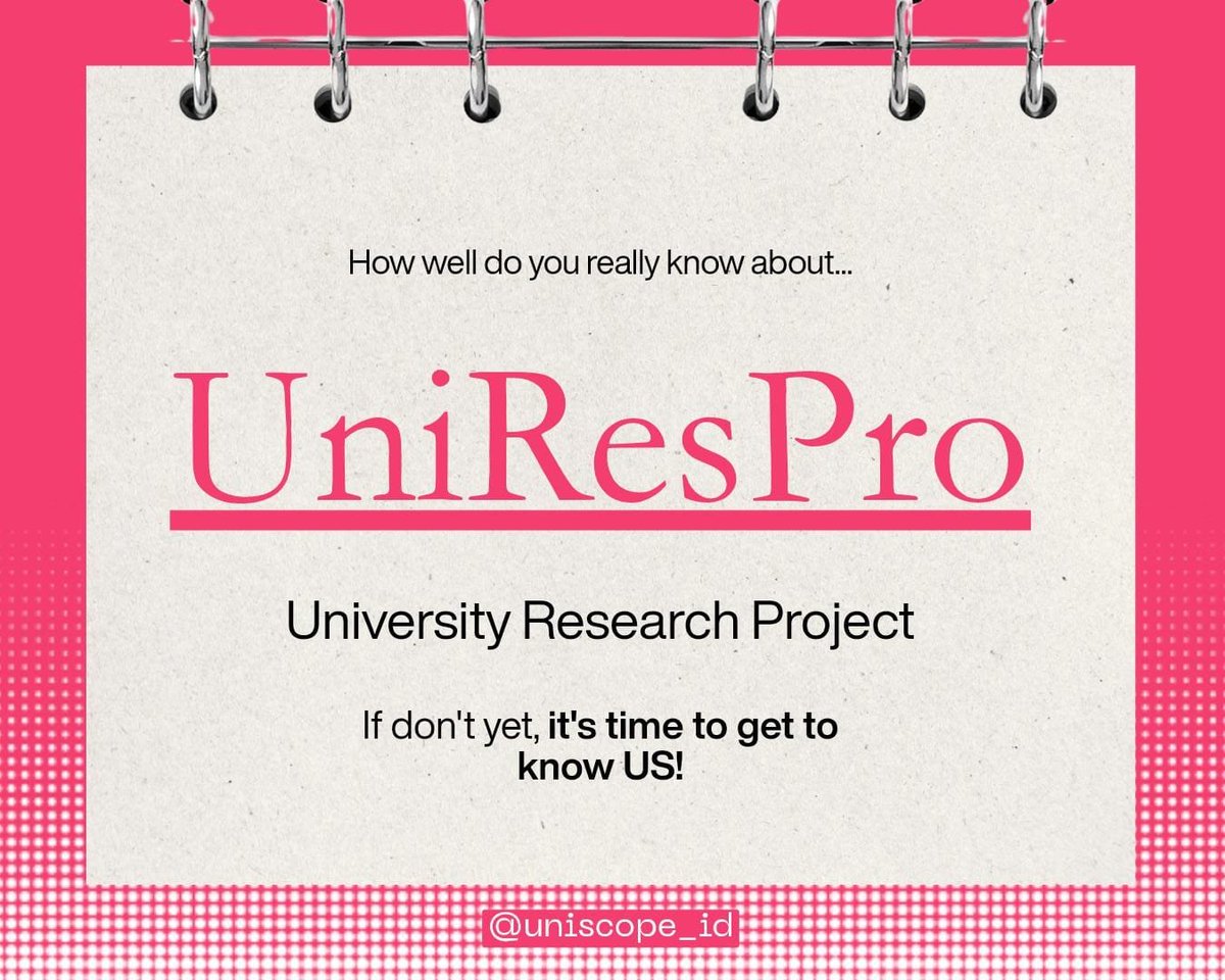 Uniscope_id's tweet photo. 📢𝗧𝗵𝗲 𝗺𝗼𝘀𝘁 𝗳𝗿𝗲𝗾𝘂𝗲𝗻𝘁𝗹𝘆 𝗮𝘀𝗸:

UniResPro itu apa sih? 🤔 

Supaya gak bingung terus, yuk kenalan dengan UniResPro!🔍 https://t.co/hAcbXnrAre