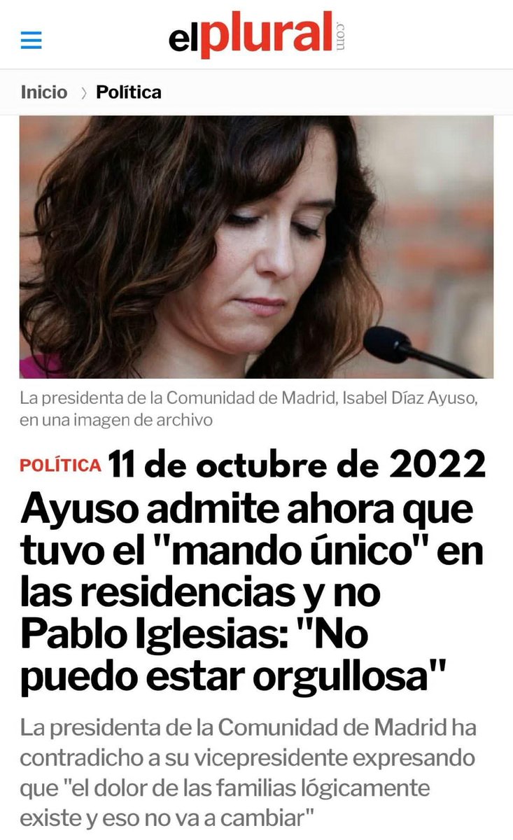 ELTOLAVARA6's tweet photo. Ayuso fue RESPONSABLE de la muerte de 7291 personas por negarles asistencia hospitalaria porque no tenían seguro médico privado...Y "Sus señorías" PREOCUPADISIMOS porque David Sánchez pudo ser enchufado en su puesto de trabajo. Después de 2 años le van a condenar SIN pruebas.. https://t.co/IR4gCO0otI