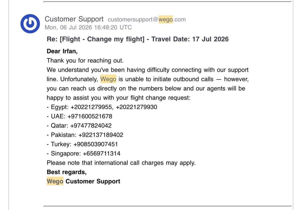 BacheDactar's tweet photo. @ksagaca Kind attention required.This flight booking website has a KSA number in customer support while issuing tickets but when we contact it’s not working,they provide with customer support numbers from other countries and they don’t respond.They are cheating customers https://t.co/dNU53IhtjB