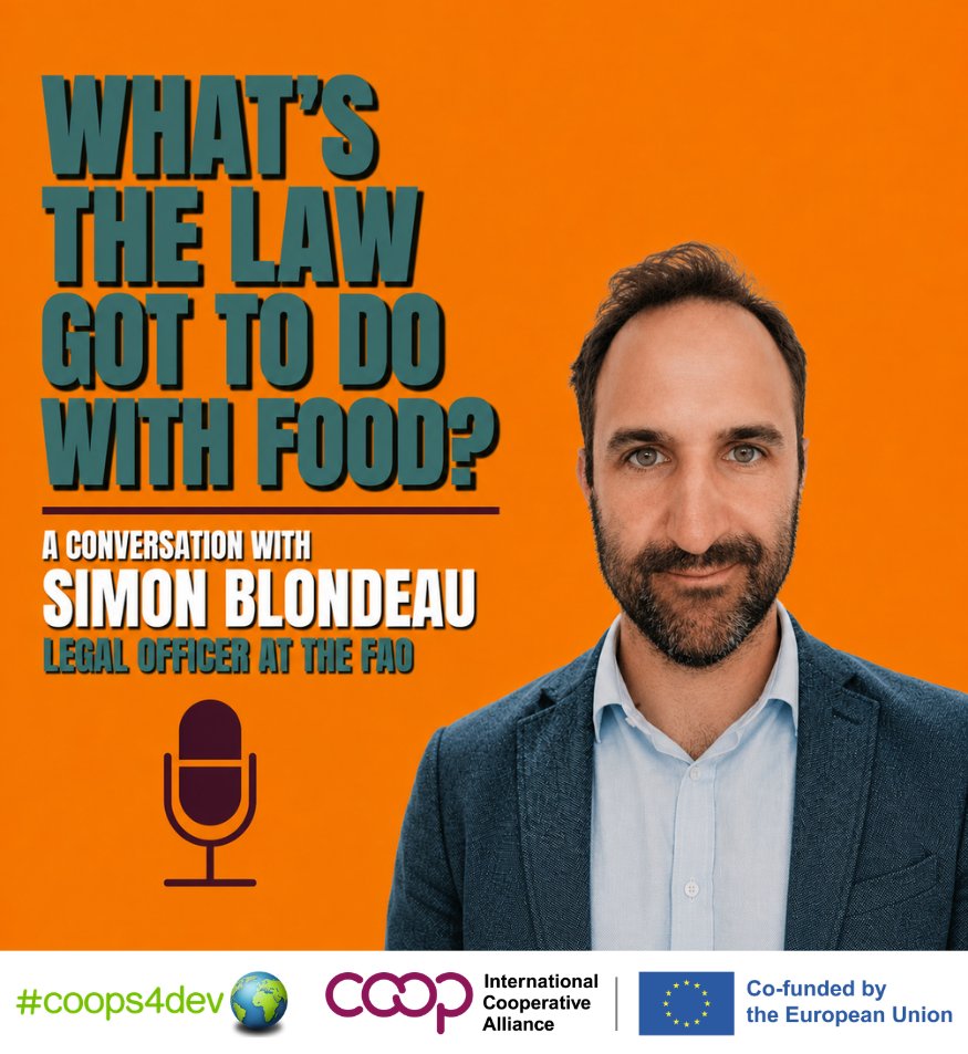 icacoop's tweet photo. In the latest episode of the ICA Legal Office’s “Interviews with Members and Experts” we speak with Simon Blondeau, legal officer at @FAO
📻 Listen to the full interview here: https://t.co/s0sQH7KfR9
#CooperativeLaw #LegalFrameworks #FAO #AgrifoodSystems #IYWF2026 #coops4dev🌍 https://t.co/nG1WuZNia4