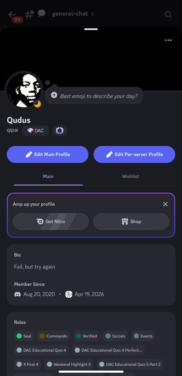 0xQipai's tweet photo. Woke up this morning to some great news! 😊 

I’ve officially been awarded the Seal Role on the @dac_chain Discord! 🎉

Big thanks to the team and moderators for recognizing my contributions to the community.

The journey doesn’t stop here though. My next target is the Shadow Unit Role. ⚡

For those wondering how I got here:
• Stayed active in the Discord
• Participated in community events
• Consistently engaged with discussions and activities

If you’re aiming for the Seal Role too, now is a great time to start. There’s a weekly event currently running in the @dac_chain Discord that can help you begin your journey.

Study Quantum today! 🧠