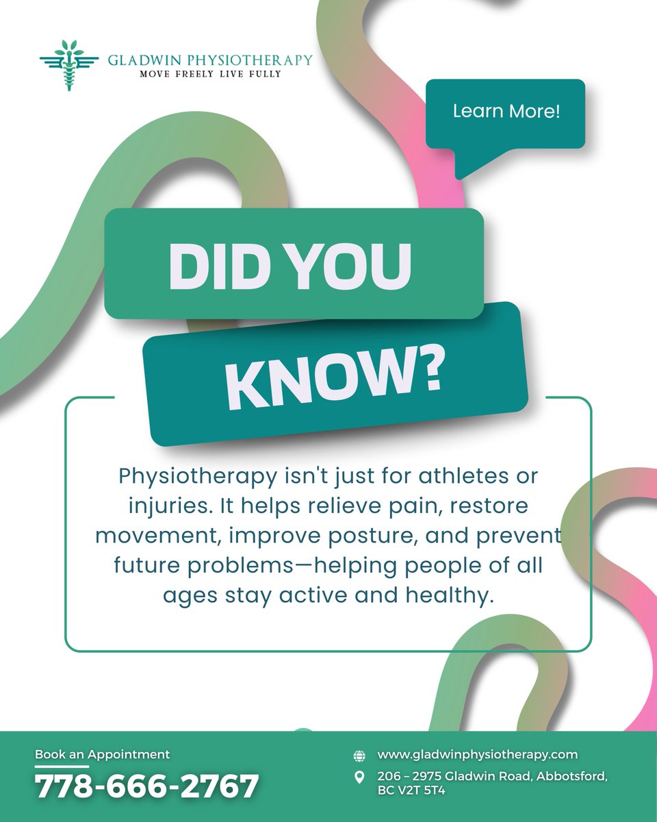 mobility_physio's tweet photo. Did You Know? 👀

Physiotherapy isn't just for athletes or injuries. It helps relieve pain, improve mobility, restore movement, and prevent future problems—so you can stay active at every stage of life.

🌐 https://t.co/wEmiCB46qz

#Physiotherapy #PhysicalTherapy #PainRelief https://t.co/LzKYhLBXlm