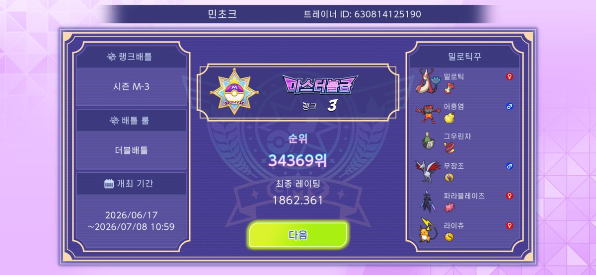 MintChoKr's tweet photo. 싱글 더블 모두 마스터볼 3로 마감했습니다
이번 시즌엔 싱글 2100점이 목표! https://t.co/bO8gGpWAAX