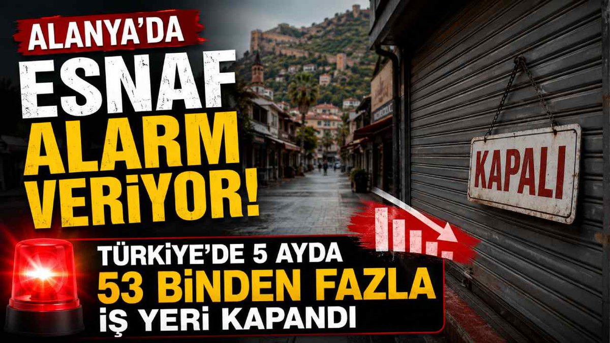 pusnetcom's tweet photo. Alanya'da esnaf zorlanıyor: 2026'nın ilk 5 ayında 53 bin iş yeri kapandı
https://t.co/D2T6ztjiPB https://t.co/Q8r3slXHWI