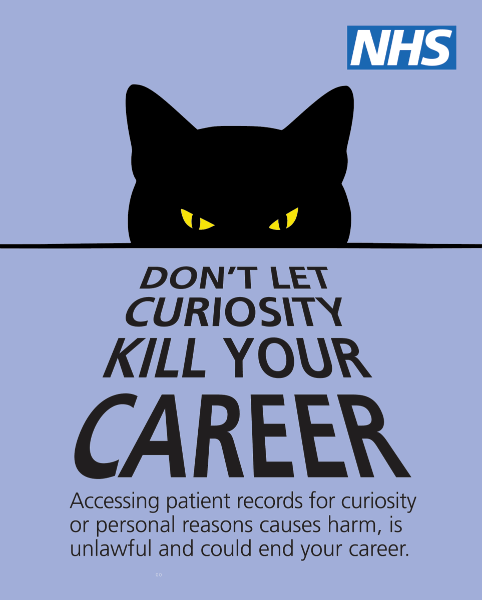 NHSEngland's tweet photo. Accessing patient records out of curiosity or for personal reasons is completely unacceptable. It’s a breach of patient trust, and against the law. Doing this could put your NHS career and future at risk.  
 
Learn more about how we are tackling this serious issue ⬇️