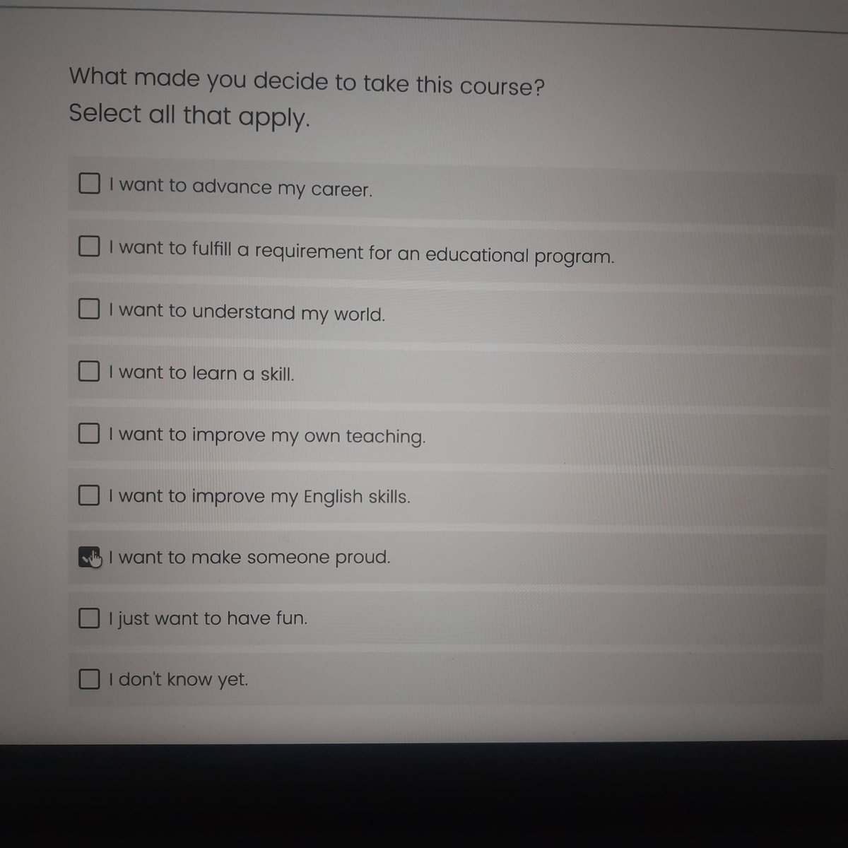 mediumstrong_'s tweet photo. a pre-course survey asking a pertinent question with a v pertinent option https://t.co/6h1drfqOPA