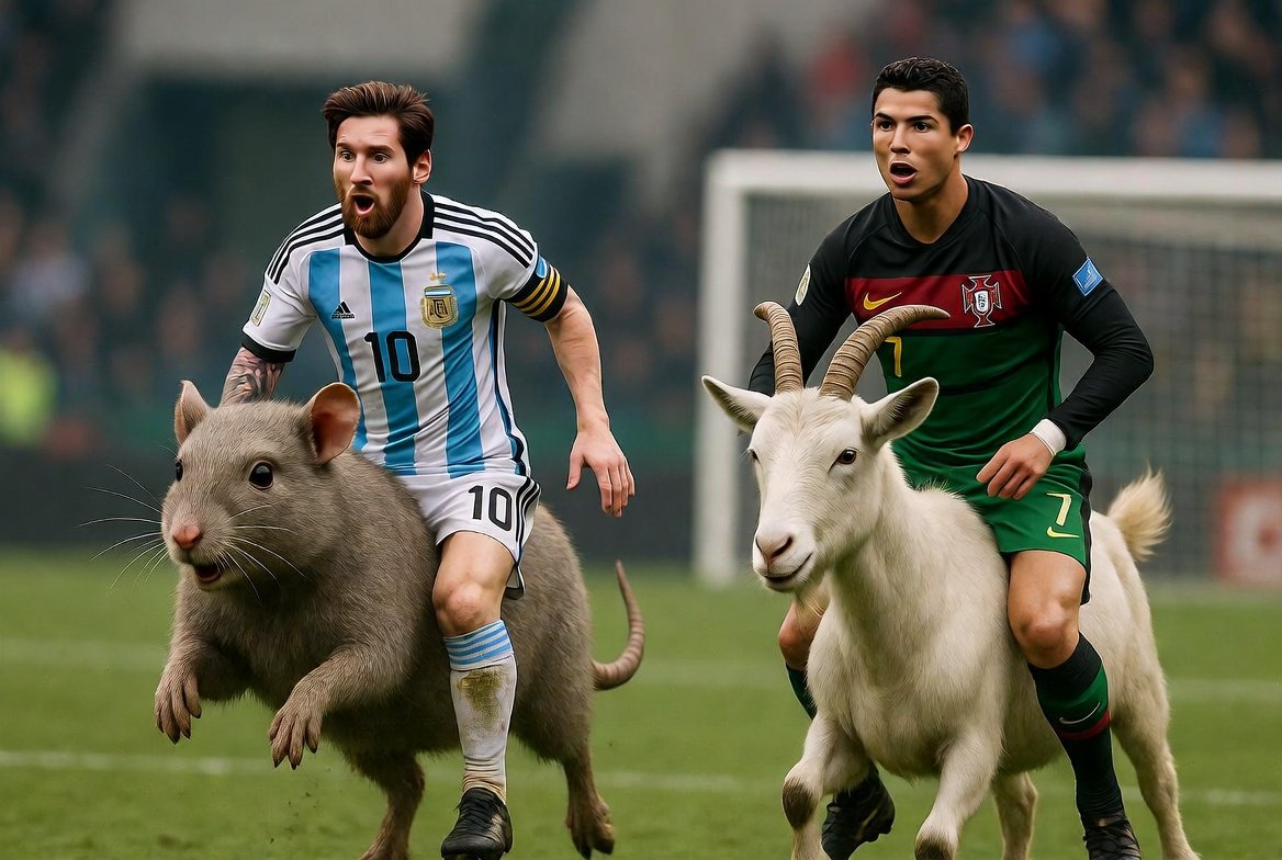 E_Friendly_'s tweet photo. We all know who's the rat and who's the goat, one has a clean career and one is laced with corruption #FIFAWorldCup https://t.co/MHLdboBlLh