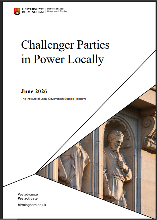 INLOGOV's tweet photo. CHALLENGER PARTIES IN POWER LOCALLY

What happens when parties new to government win control of councils?

We looked at >20 Reform and Green councils to find out.  

Pick up a free copy of our report on stand P33 at #LGAConf26 or download a copy.

https://t.co/n3H1XxRxBZ https://t.co/OUNOx994oP
