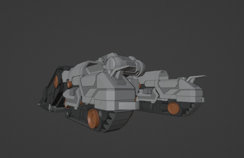 PaulGaming319's tweet photo. And the alt mode is finally complete, the tank tracks are rigged to rotate along the curve to simulate movement.

#Transformers #Blender3d #characterdesign https://t.co/43bRX2VSLf