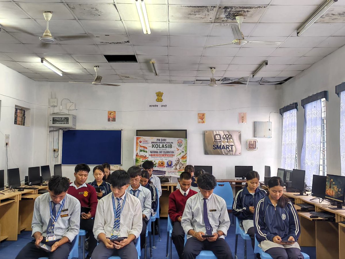 JnvKolasib's tweet photo. STUDENTS COMPLETED Registration in MY bharat portal and participated in QUIZ competition under pre independence day activities (NATIONAL DAY CELEBRATION -PM SHRI ACTIVITY)
Under the Guidance of Miss. Dona Biswas,TGT-PET and Mr. Riyaj Alam TGT-CS. https://t.co/IJYcwrEf3O