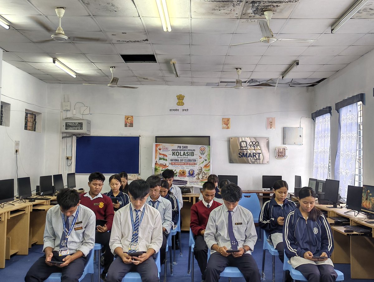 JnvKolasib's tweet photo. STUDENTS COMPLETED Registration in MY bharat portal and participated in QUIZ competition under pre independence day activities (NATIONAL DAY CELEBRATION -PM SHRI ACTIVITY)
Under the Guidance of Miss. Dona Biswas,TGT-PET and Mr. Riyaj Alam TGT-CS. https://t.co/IJYcwrEf3O
