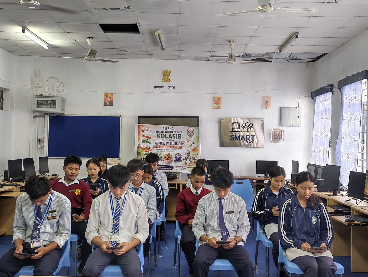 JnvKolasib's tweet photo. STUDENTS COMPLETED Registration in MY bharat portal and participated in QUIZ competition under pre independence day activities (NATIONAL DAY CELEBRATION -PM SHRI ACTIVITY)
Under the Guidance of Miss. Dona Biswas,TGT-PET and Mr. Riyaj Alam TGT-CS. https://t.co/IJYcwrEf3O