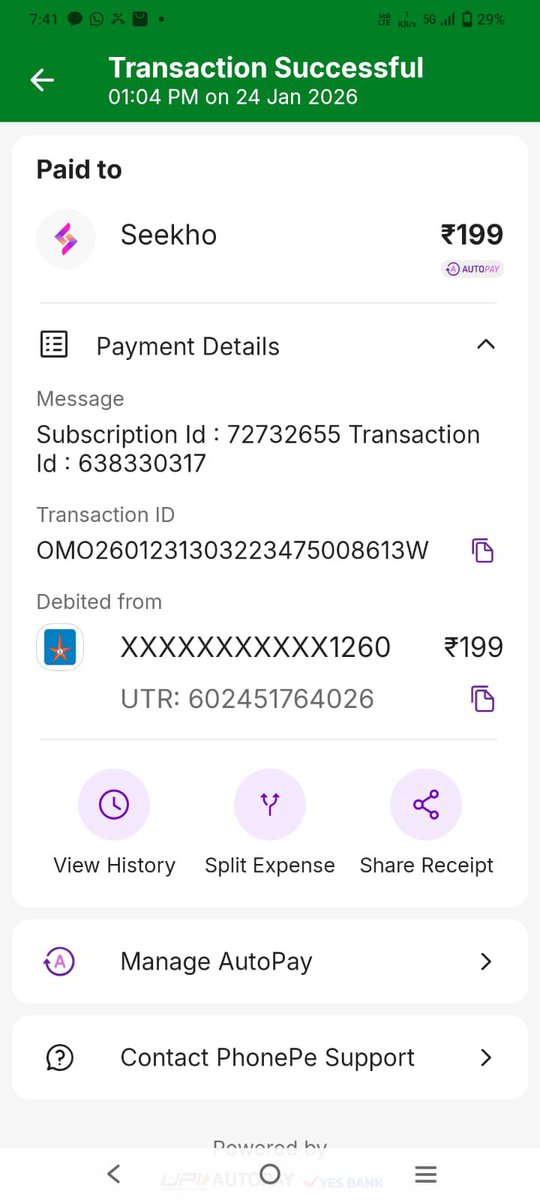 krish_manu2009's tweet photo. @seekhoapp @RBI @nch1915 @jagograhakjago @khurpenchh Escalating this subscription loop to @NPCI_NPCI &amp; @UPI_NPCI The merchant @seekhoapp is using deceptive ₹1 trials to lock users into automated ₹199 e-mandates on @PhonePeSupport . Requesting a central platform audit of this merchant's framework misuse across the UPI network. https://t.co/RhWlDEt6G5