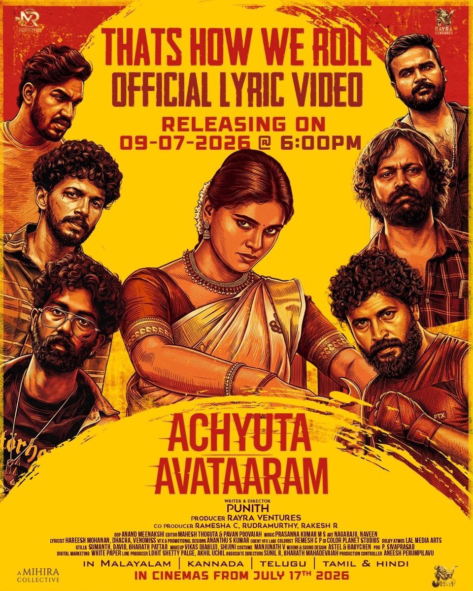 WhatTheFuss_'s tweet photo. #ThatsHowWeRoll lyrical video from #AchyutaAvataaram arrives tomorrow at 6 PM.

In Cinemas on July 17. https://t.co/uMlpL4B3GG