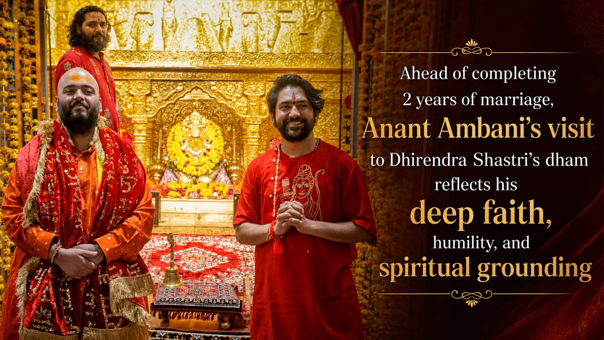 beinghuman900's tweet photo. Ahead of completing two years of marriage, Anant Ambani’s visit to Dhirendra Shastri’s dham reflects his faith, spirituality, and connection with India’s spiritual traditions. 🙏

#AnantAmbani #Spirituality #IndianTradition https://t.co/FkUnHOwOxd