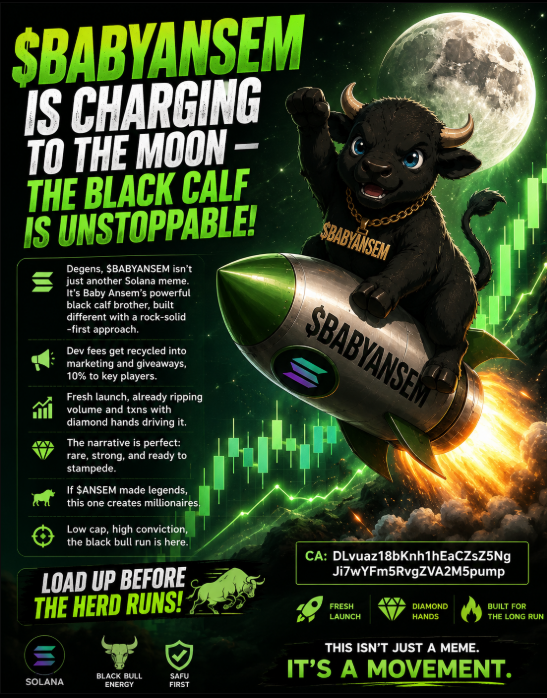 tyre05's tweet photo. $BABYANSEM IS CHARGING TO THE MOON — THE BLACK CALF IS UNSTOPPABLE! 

Degens, $BABYANSEM isn't just another Solana meme. It's Baby Ansem's powerful black calf brother, built different with a rock-solid -first approach. Dev fees get recycled into marketing and giveaways, 10% to key players. Fresh launch, already ripping volume and txns with diamond hands driving it.

The narrative is perfect: rare, strong, and ready to stampede. If $ANSEM made legends, this one creates millionaires. Low cap, high conviction, the black bull run is here.

CA: DLvuaz18bKnh1hEaCZsZ5NgJi7wYFm5RvgZVA2M5pump

Load up before the herd runs! 🐂💢