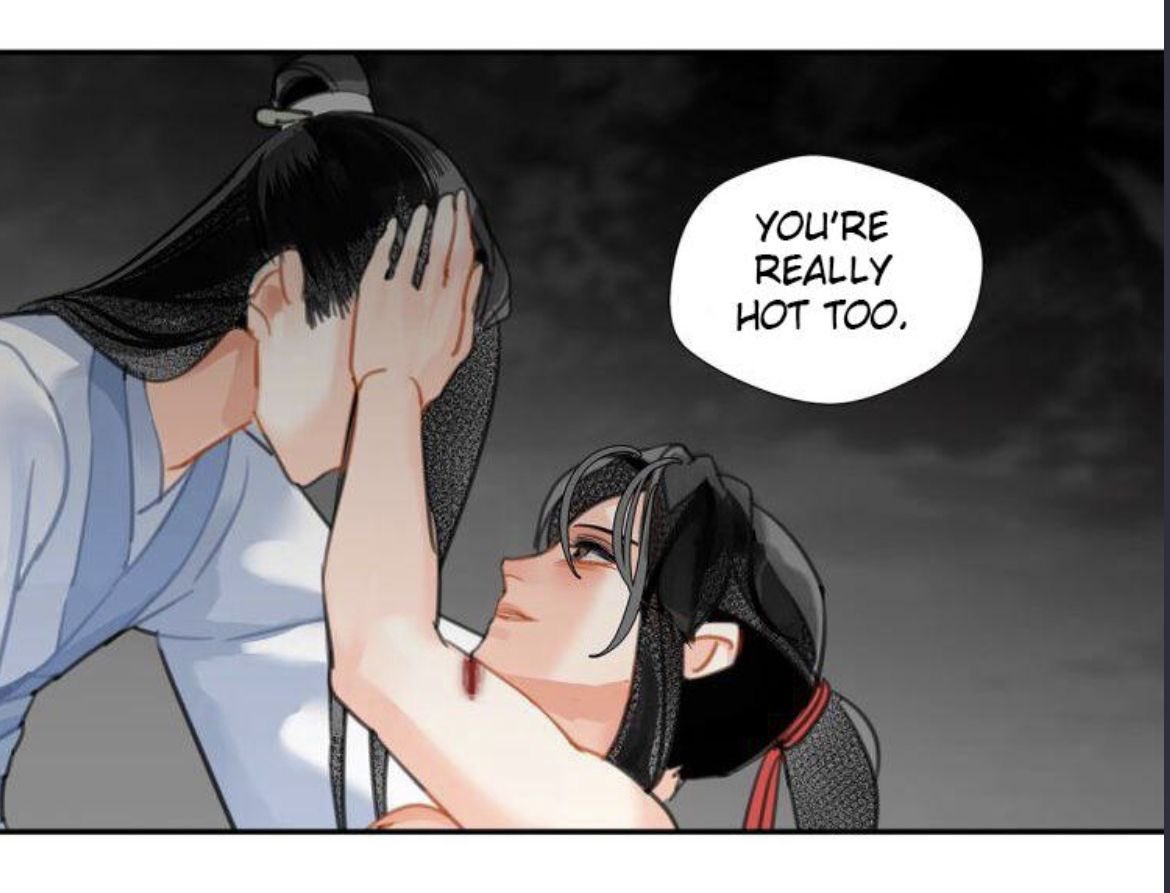 azhanxian's tweet photo. wei wuxian não faz sentindo se autoproclamar hétero e horas depois olhar desse jeito para seu amigo https://t.co/RnUUUwrpnj