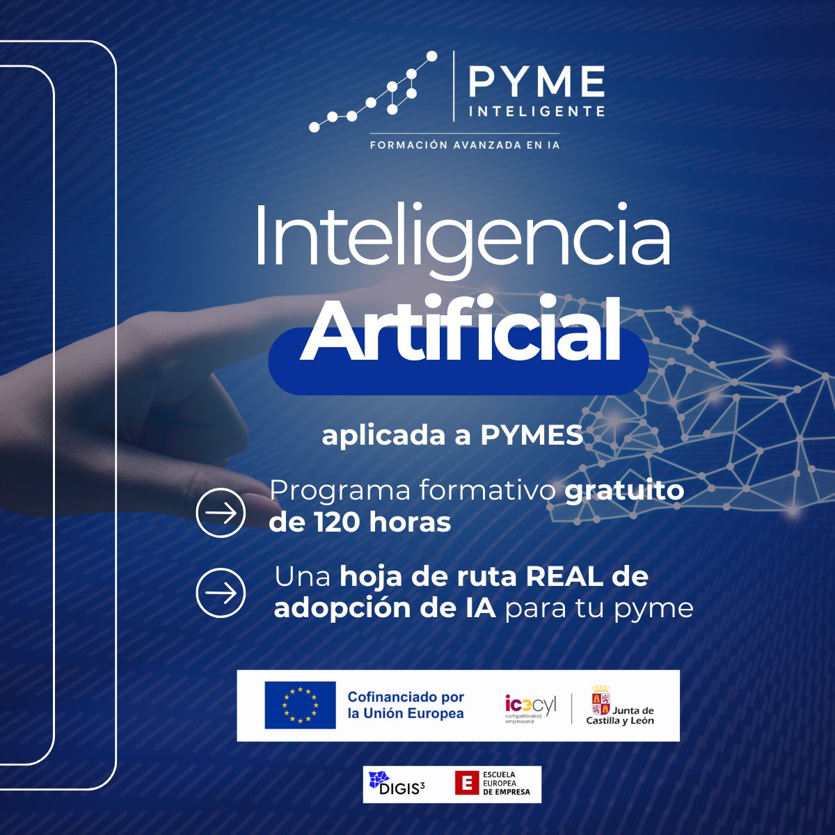 empresasjcyl's tweet photo. 🤖La IA ya está transformando las pymes de Castilla y León.
81 empresas ya participan en PYME Inteligente, el programa gratuito al que aún puedes incorporarte.
🔗 https://t.co/ecgswzJpU2
🇪🇺 Cofinanciado por la #UE (Programa Europa Digital) en el marco de #DIGIS3 
#ICECYL https://t.co/ABTNgMSh65