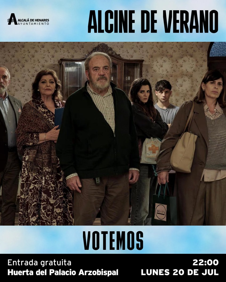 ALCINEFILMFEST's tweet photo. "Votemos" (Santiago Requejo) — Clara Lago y Gonzalo de Castro. Una junta de vecinos que se descontrola.
📅 Lun 20 julio · 🕐 22h · 📍 Huerta del Obispo · Gratis. "Una comedia política, divertida y nada pretenciosa"
#ALCINEdeVerano #AlcaládeHenares #ClaraLago https://t.co/Iru17gnwUM