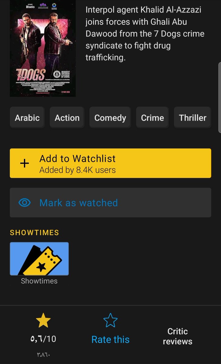 _salman002's tweet photo. ماتابعت الفيلم لكن من IMDB عرفت ان ميزانية الفيلم ٤٠ مليون والايرادات ٢ مليون!!! تقريبا من اكثر ١٠ افلام خسارة وفشل في تاريخ السينما ومع كذا كل المشاهير يمدحونه 😐
#7DOGS https://t.co/cEMdwzEgOW