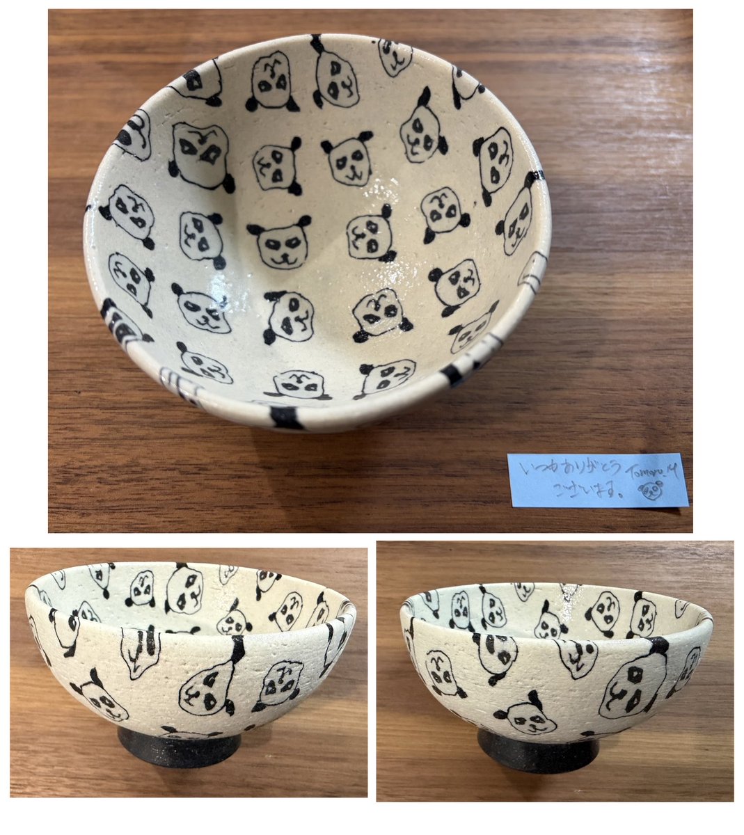 runrunemirin's tweet photo. 昨夜、到着〰️🐼
練り込み陶芸家、水野智路さんの作品！
パンダちゃんの お茶碗。
サブスクで購入出来てラッキー🎶
実は、以前購入して使っていた お茶碗を落として割ってしまって…。(^。^;)
色んな顔のパンダちゃん達、ようこそ私のところへ☆(笑)❀.(*´▽`*)❀ https://t.co/5lO17vv37K