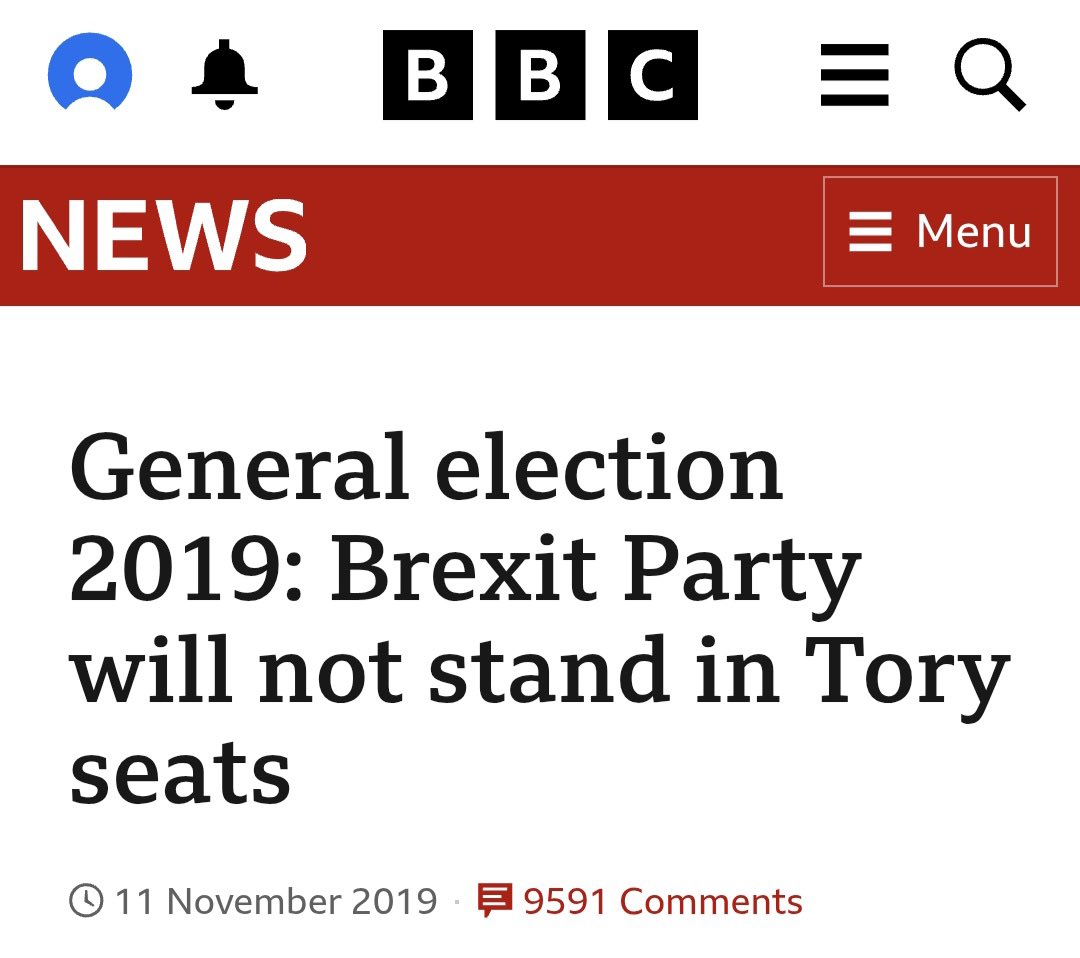 JackWDart's tweet photo. A reminder that the Brexit party, which later became Reform UK, didn’t stand candidates in the 2019 General Election, so Boris Johnson could win. Farage was leader of the party at the time and made the decision.

So when Reform spokespeople are touring television studios today to shout about cowardice and democracy, remind them of this.