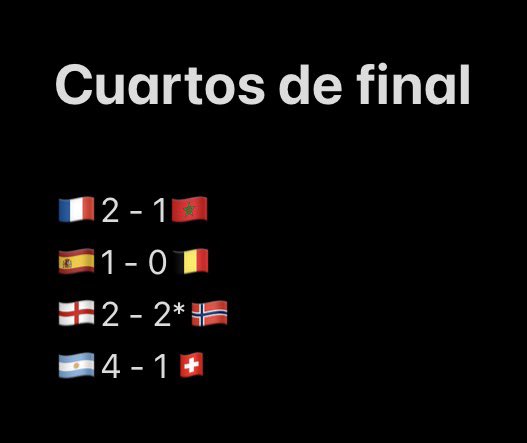 felix26110's tweet photo. Mi porra de los cuartos de final del mundial https://t.co/4gQ90nRlGt