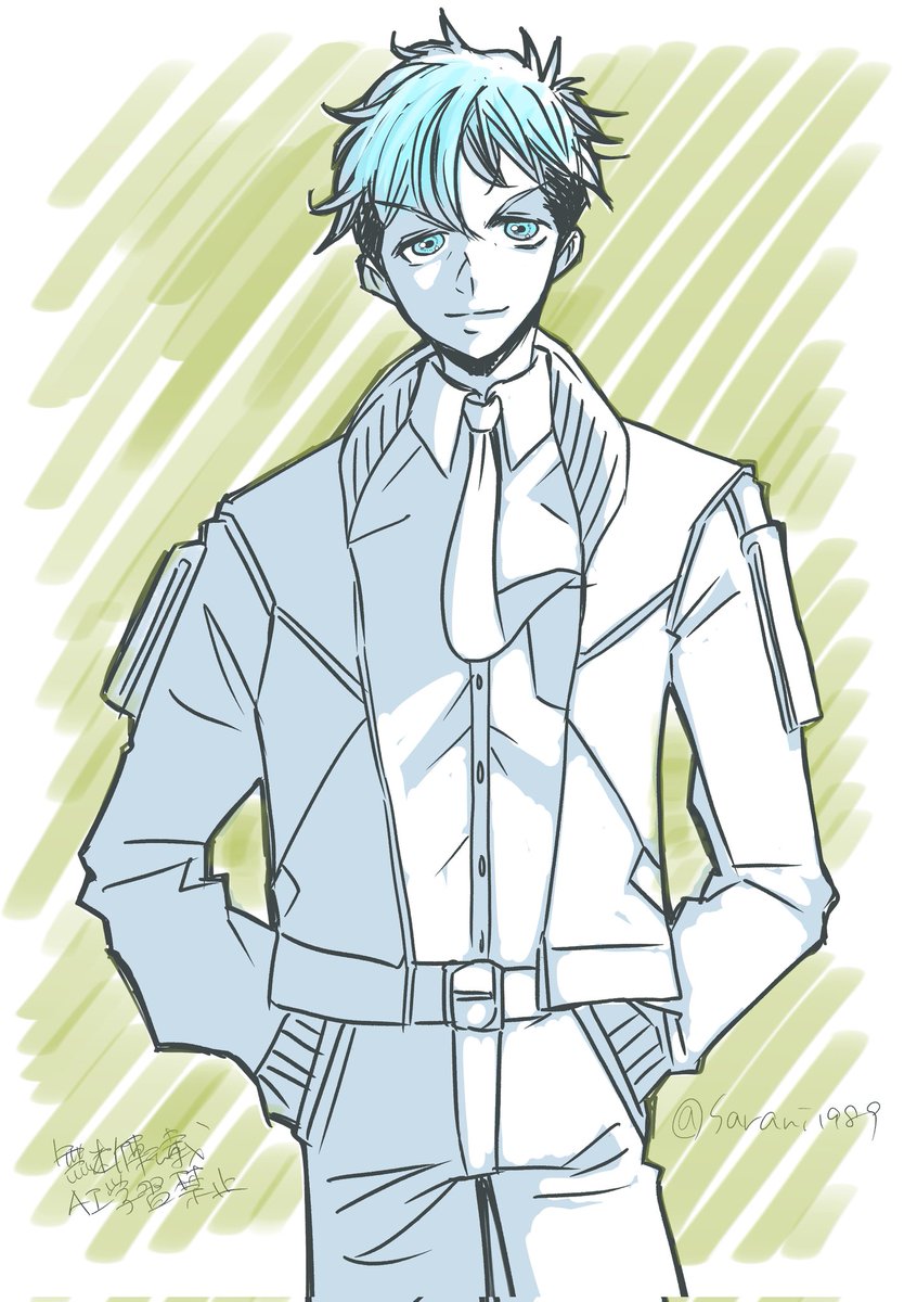 sarari1989's tweet photo. 可愛い当麻が好きすぎる人の描いたおじがこちらになります(髭は剃りました)髪がツーブロなんが好きです💙 https://t.co/z9Zzogv3jf