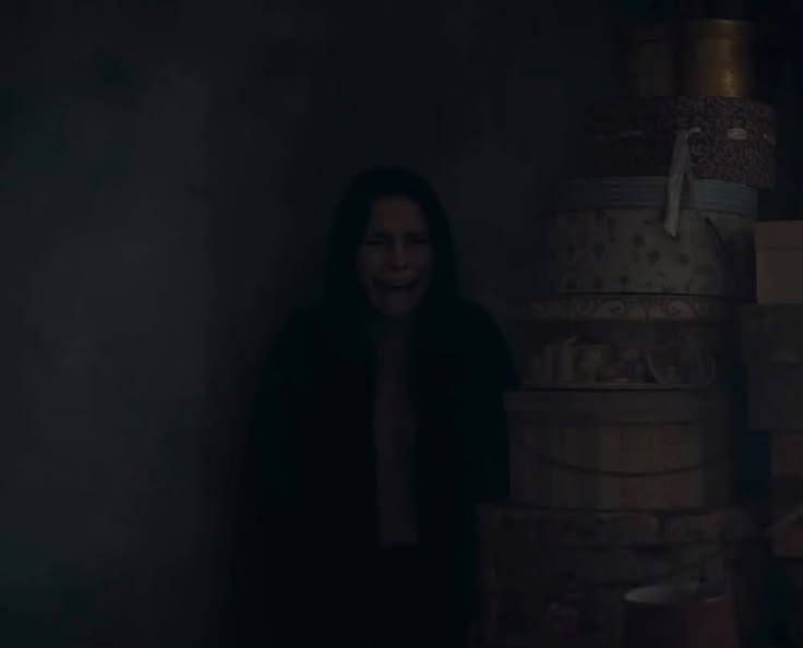 thevyrovisuals's tweet photo. While most people watch this scene in Obsession and assume "Wish Nikki" is just trying to look terrifyingly uncanny or use the roses as a twisted symbol of love, the real theory is much darker: the flowers are a biological shield. During her breakdown in the corner, "Real Nikki" was fighting violently to gain consciousness and scream for help, causing the One Wish Willow’s magic to literally glitch and fracture. She grabbed the vase because her face was actively melting and deforming into the blank, expressionless entity of the Willow itself, needing to hide the physical "rendering error" from Bear while the curse rebooted her human appearance. This is a direct nod to René Magritte’s painting The Son of Man (where an apple hides a face) because everything we see hides something else Wish Nikki is forcing Bear to look at "love" while hiding the grotesque reality underneath. Look closely at the puppet-like, jerky movements right before this and how her face goes completely blank and hollow the second she gets into bed; if you look between the stems, her eye is rolling into the back of her head. Curry Barker secretly hid a horrific body-horror transformation right in front of us, which begs the question: is this psychological horror, or did Bear’s subconscious definition of "love" literally create a faceless, mindless object?