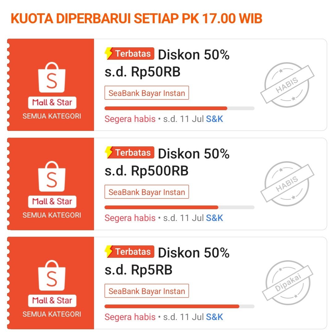 RacunBelanja's tweet photo. Voucher diskon 50% di Shopee pakai pembayaran Seabank Instan
⏰ Jam 17:00

Halaman promonya di sini:
https://t.co/68lNEiC1Zy

Ini sistemnya gimana ya restocknya 😅
Enaknya standby dimana ya 🤔
Udah di halaman checkout?
Kayanya gak perlu klaim lagi ya? https://t.co/yOS8zPo2ND