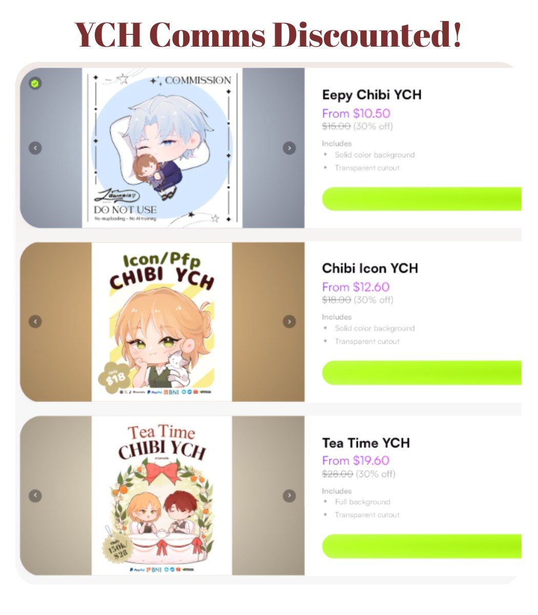 zawnzia's tweet photo. (♡ &amp; ↻ are appreciated)

YCH Commissions are OPEN!✨

My Chibi YCHs are now 30% OFF until June 21st only on Vgen! 💖

😴 Eepy Chibi (5 slots)
👾 Icon YCH (5 slots)
🫖 Tea Time YCH (3 slots)

You can order here!💌
🔗 https://t.co/AnSzCuKBkN

For local pls dm me for local price🫶 https://t.co/o4imSZTXML