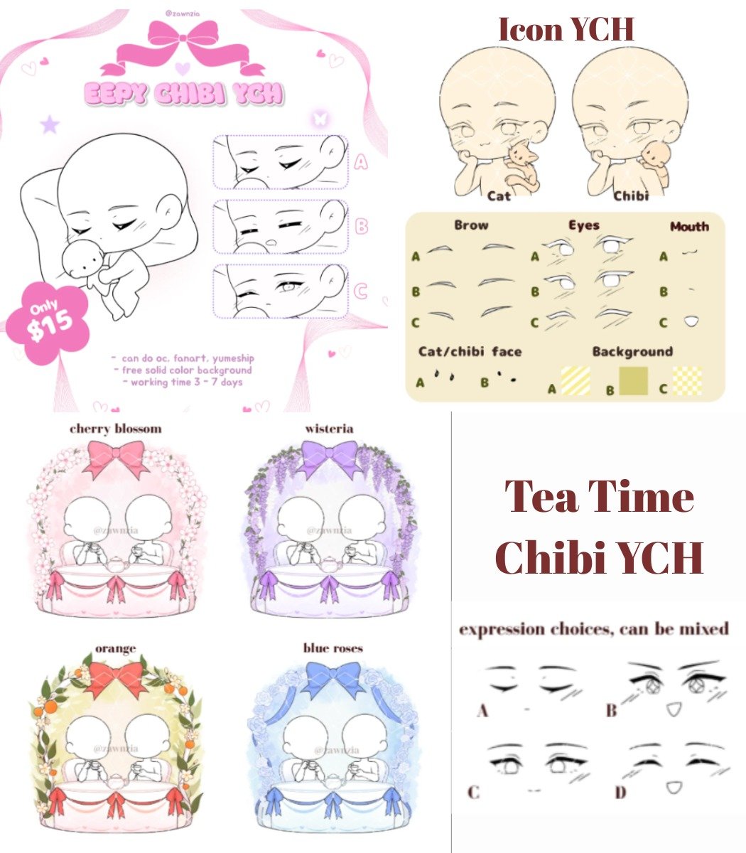 zawnzia's tweet photo. (♡ &amp; ↻ are appreciated)

YCH Commissions are OPEN!✨

My Chibi YCHs are now 30% OFF until June 21st only on Vgen! 💖

😴 Eepy Chibi (5 slots)
👾 Icon YCH (5 slots)
🫖 Tea Time YCH (3 slots)

You can order here!💌
🔗 https://t.co/AnSzCuKBkN

For local pls dm me for local price🫶 https://t.co/o4imSZTXML