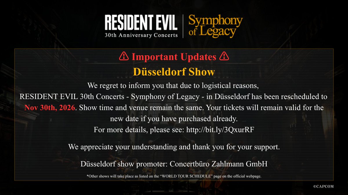 RESIDENT EVIL 30th Anniv. Concerts tweet media