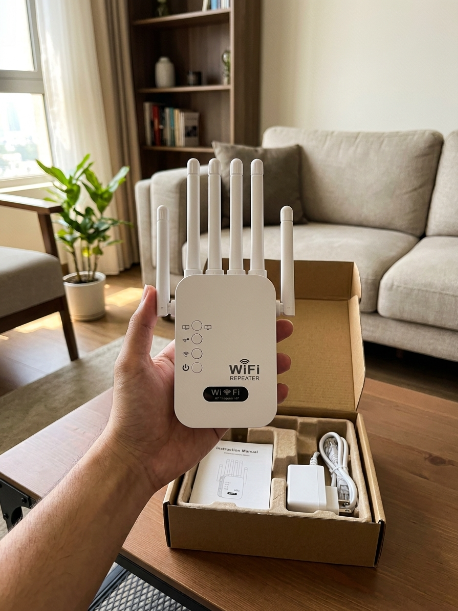 mongkiripiw's tweet photo. Gak perlu pusing pasang kabel panjang ke lantai dua lagi, tinggal colok repeater 6 antena yang murni tembus tembok tebal ini langsung bikin jangkauan WiFi rumah stabil kencang tanpa celah.
#wifirepeater #wifiextender #penguatsinyalwifi https://t.co/ZDze669oVN