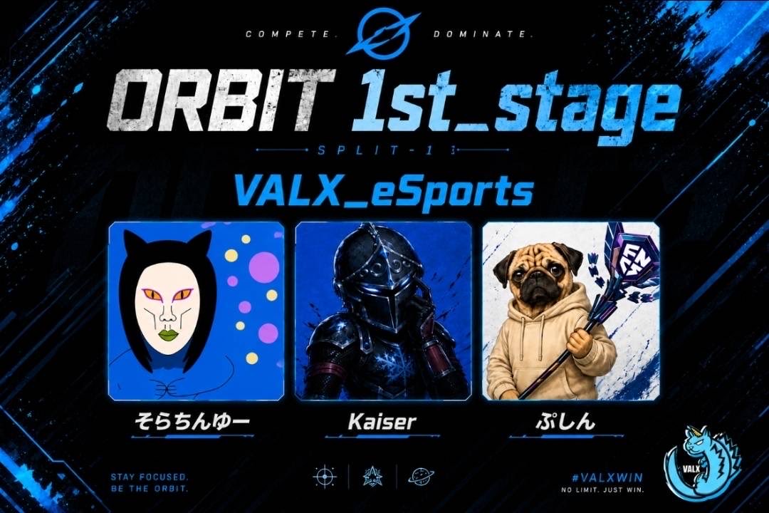VALX_eSports's tweet photo. 【報告】
- OBIBIT 1st Stage -
7月11日 予選1 に出場します
出場メンバー発表
らふぁ @rafafnz
ぷしん @pusindesu
そらちんゆー @so__5x
復活して初の非公式大会このメンバーで優勝狙います!
#ORBIT1st_stage
#VALX #VALXeSports #VALXWin https://t.co/TweQiRTfNH