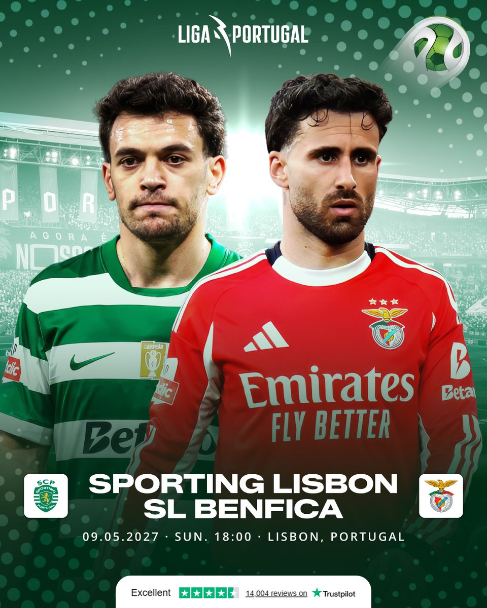 FootballTicketN's tweet photo. The Derby de Lisboa is here, Portugal’s fiercest rivalry ignites as Sporting Lisbon and SL Benfica face off in an absolute battle for bragging rights. Will the Lions protect Alvalade, or will the Eagles soar to victory?
#FootballTicketNet #LigaPortugal #SportingCP #SLBenfica #DerbyDeLisboa #PortugueseFootball #FootballTickets