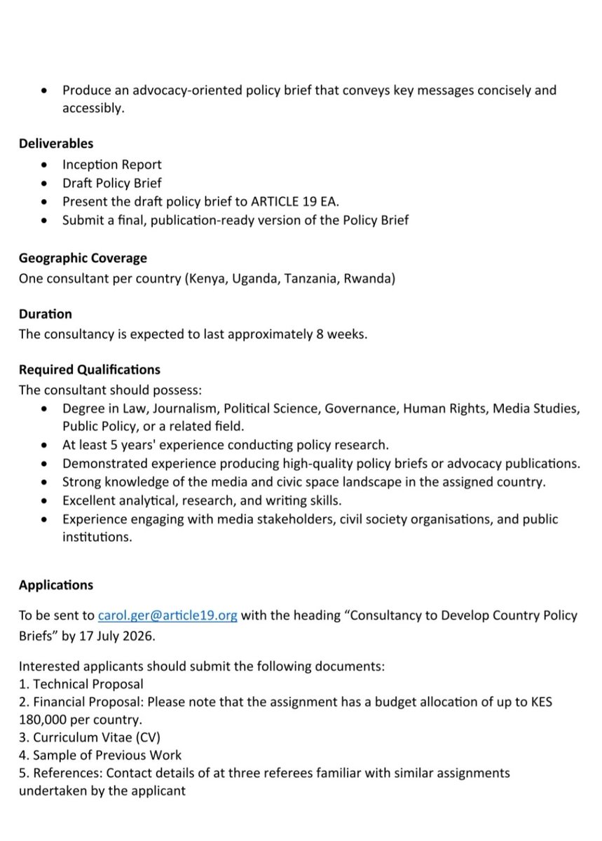 article19eafric's tweet photo. We are looking for a qualified and interested candidate for the position below closing date 17/07/2026. https://t.co/M5lbCp63iU