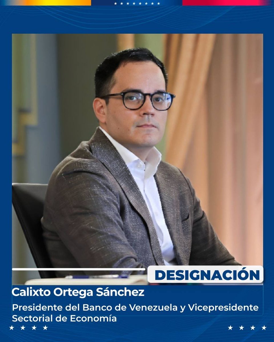 fabiandicosta's tweet photo. 🚨Delcy Rodríguez recicla la cúpula económica del chavismo con figuras ligadas a las familias más influyentes del régimen

♦️José David Cabello → Presidente de Pequiven. Hermano de Diosdado Cabello y exjefe del SENIAT durante 18 años.

♦️ Román Maniglia → Superintendente del SENIAT. Con 42 años, deja la presidencia del Banco de Venezuela. Es hijo del exministro de Defensa Ramón Maniglia e hijastro de Carmen Meléndez.

♦️ Calixto Ortega Sánchez → Presidente del Banco de Venezuela. Sobrino del exmagistrado del TSJ y exdiputado oficialista Calixto Ortega Ríos. Además, continuará como vicepresidente sectorial de Economía, concentrando dos de los cargos económicos más importantes del país.

♦️ Alejandro Puglia → Presidente del Centro Internacional de Inversión Productiva (CIIP). Ya era vicepresidente del organismo. Es hermano de Daniel Puglia Costas, esposo de una de las hijas de Vladimir Padrino López, en una boda que fue ampliamente conocida por su lujo. En 2020 fue detenido por el SEBIN y posteriormente liberado.

Los nuevos nombramientos vuelven a evidenciar el peso de los vínculos familiares y las redes de poder dentro de la estructura del chavismo.