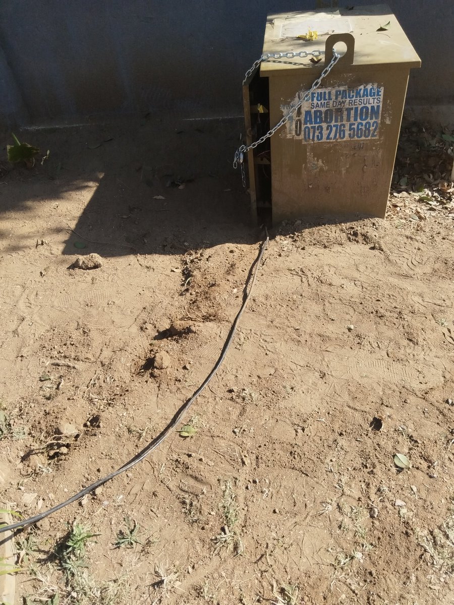 RayMJohns's tweet photo. @CityPowerJhb please escalate CPWEB5045242 your technicians have created a dangerous situation. Cables should not be run directly from the power supply across the ground and up a tree to the light poles. https://t.co/figXAz8cGv