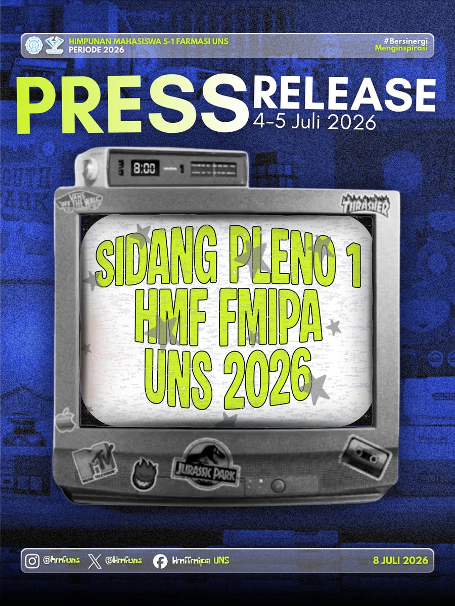 Hmfuns's tweet photo. [PRESS RELEASE SIDANG PLENO 1]

Sidang Pleno 1 HMF FMIPA UNS periode 2026 merupakan forum pertemuan bagi seluruh anggota kepengurusan yang bertujuan untuk mengevaluasi sekaligus melaporkan pertanggungjawaban program kerja selama setengah periode berjalan. https://t.co/Xzv33Zwxmn