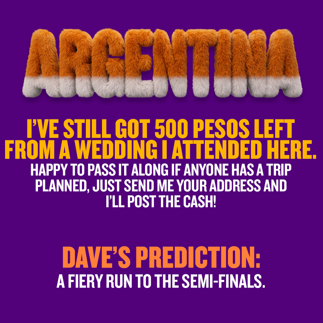 foxybingo's tweet photo. Everything I know about Argentina I learned at a wedding in 2011.

Great nation. Strong dancers. Generous with the beef.

They've got my full support and, if anyone wants it, my remaining 500 pesos. - Dave https://t.co/sWr6pa0emf