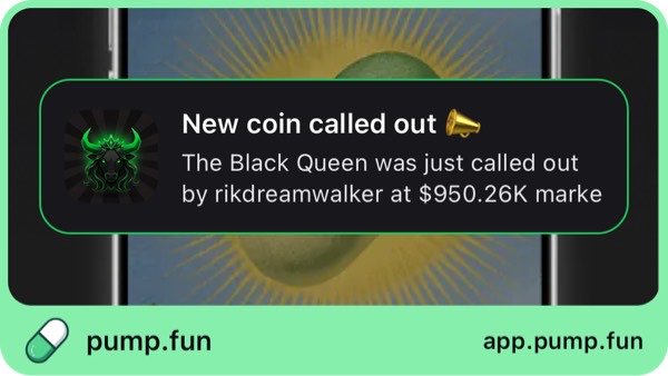 Maked0nce's tweet photo. Just called out The Black Queen at $950.26K mcap. My recent call hit 3x! Follow me on https://t.co/yk4ui7qwXJ app to get instant alerts: https://t.co/PazSXZvM6p https://t.co/UdBMh6XVmf