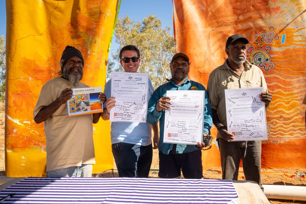 KJMartu's tweet photo. It was so good for #Martu representatives of KJ to attend and help celebrate the dedication ceremony for the Ngurra Kayanta Indigenous Protected Area (IPA) held at Jalyirr on 1 July 2026. ⚖ https://t.co/vbVegdXIFF