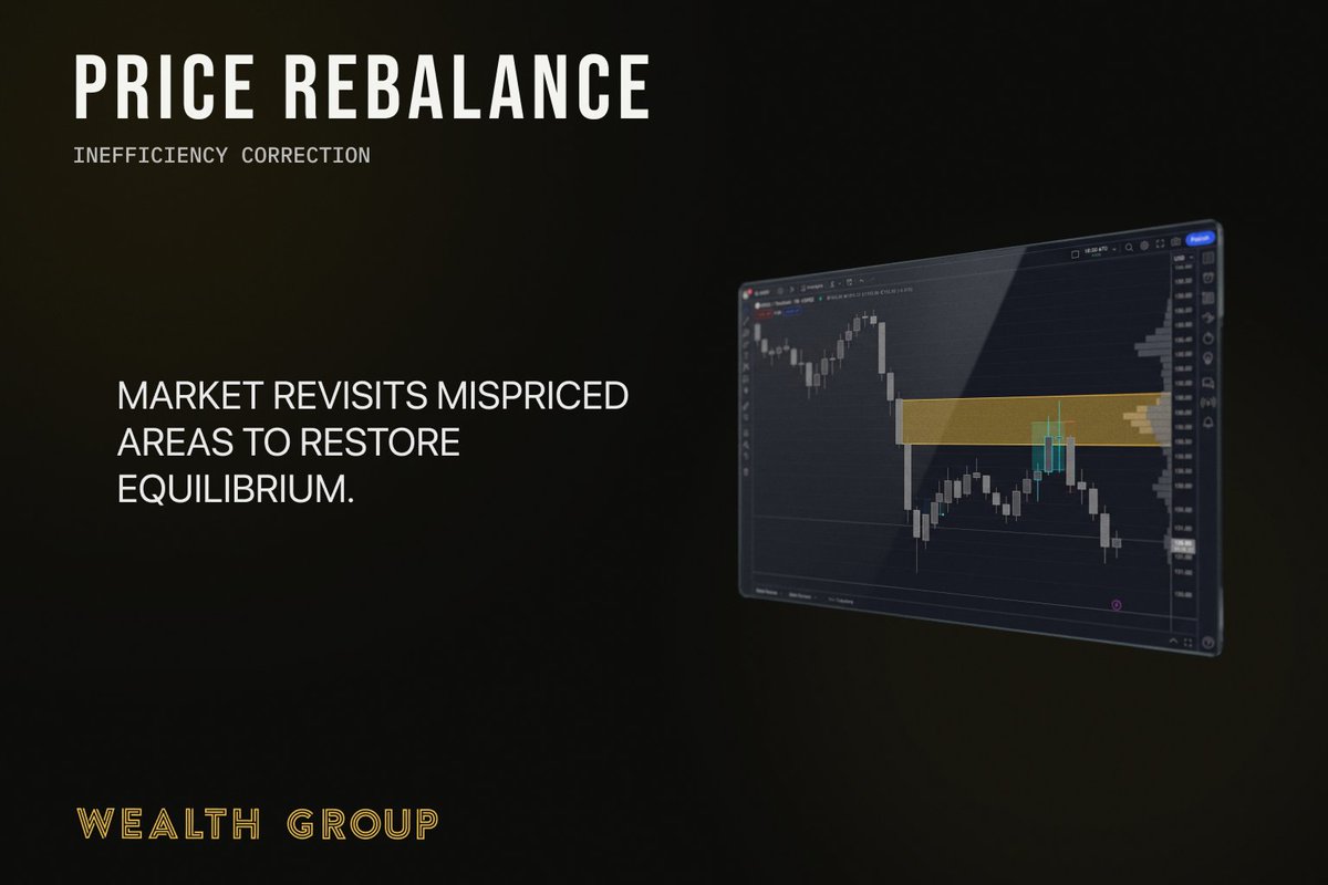 WealthGroup's tweet photo. Price doesn't always retrace because the market is weak.

Often, it's rebalancing an inefficient move before deciding what's next.

Understanding that distinction is one of the ways traders improve their decision-making at @WealthGroup. https://t.co/1BH9S1irYk