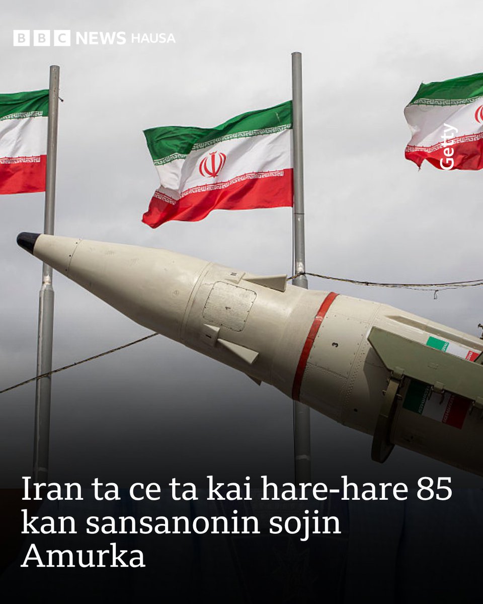 bbchausa's tweet photo. Iran ta bayyana cewa hare-haren da ta kai kan wuraren sojin Amurka martani ga harin da rundunar Amurka ta kai kan wasu wurare a kudancin ƙasar.

Ƙarin bayani - https://t.co/sxBAKyrjVJ https://t.co/WtBj2rWSM7