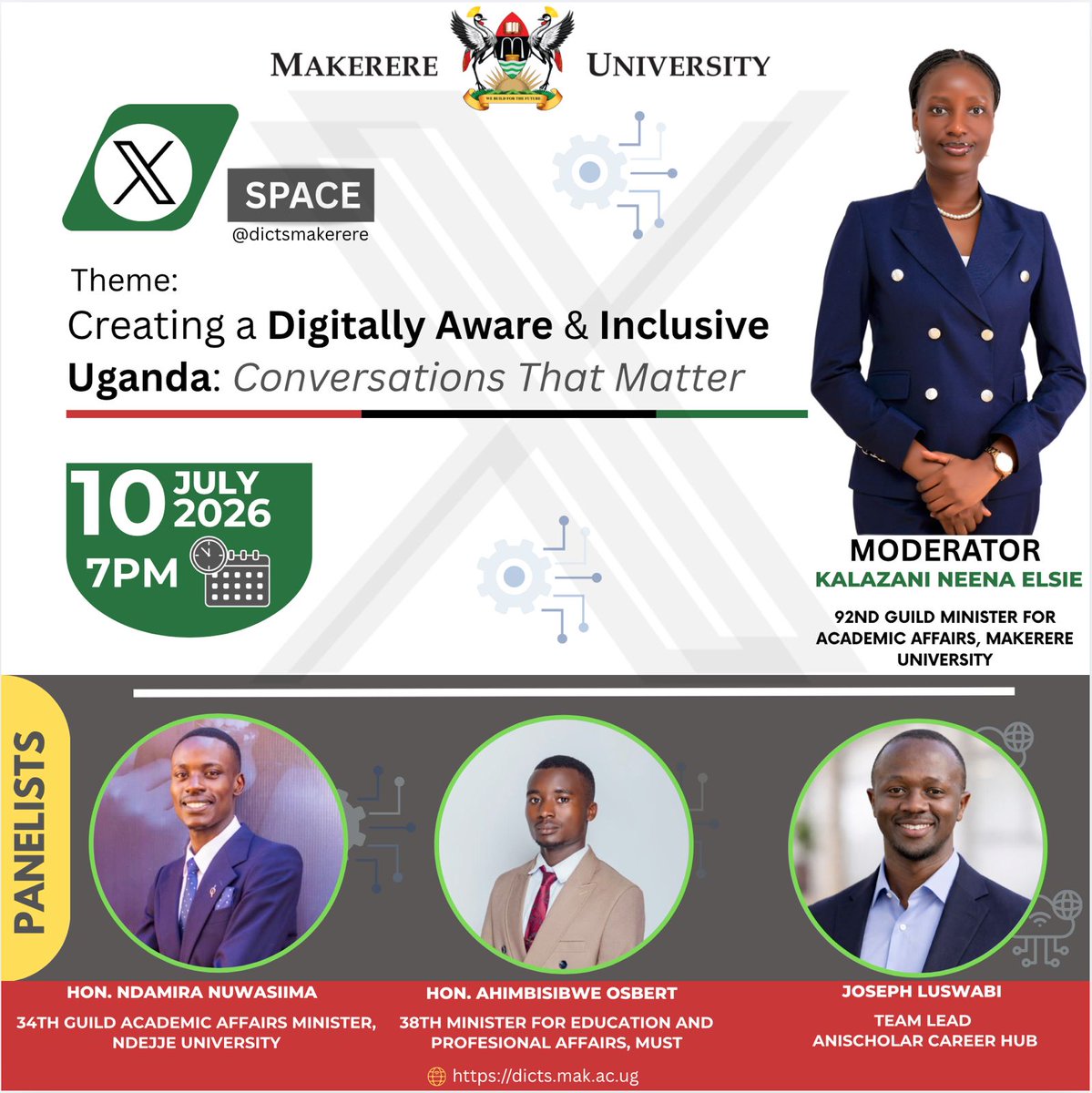 Neena_Elsie's tweet photo. Join us for an engaging X Space discussion as we explore how to build a digitally aware and inclusive Uganda.
Link: https://t.co/gpuaQl98Iq
#DigitallyAwareUganda #ConversationsThatMatter #MakerereUniversity #DigitalInclusion https://t.co/x04CBYkMwc