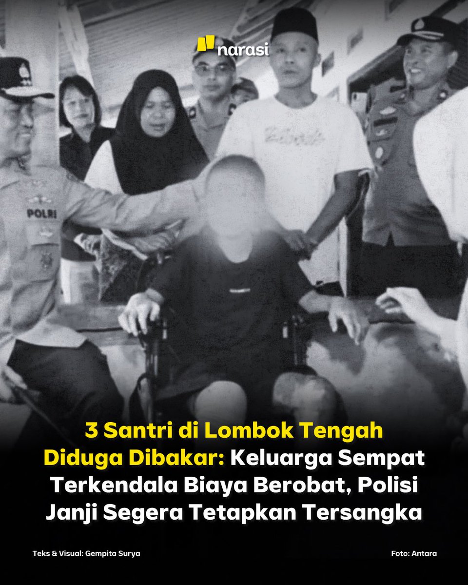 NarasiNewsroom's tweet photo. Tiga santri di Pondok Pesantren Rosudatussaulatiyah Al Ibrahimy, Lombok Tengah, berinisial ADR, SAH, dan SS, jadi korban dugaan penganiayaan berat. Korban diduga dibakar kakak kelasnya sesama santri pada November 2025.

Bagaimana duduk perkaranya dan sejauh apa penanganan hukum kasus ini?

| Narasi Daily