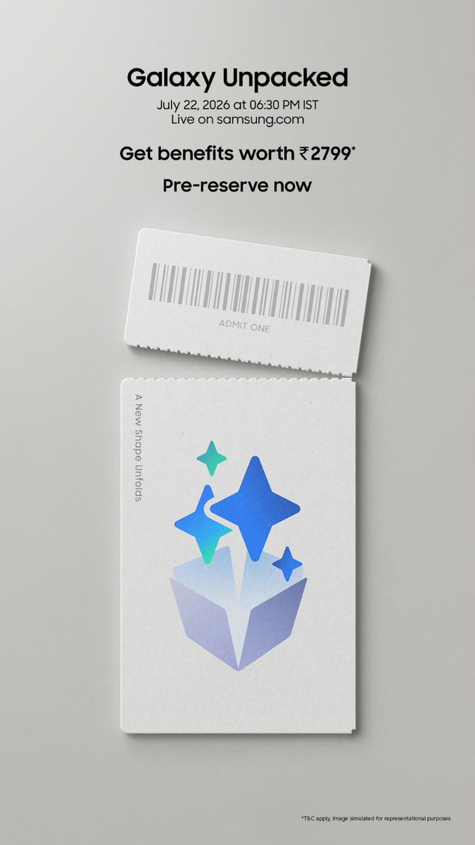 MaheshFollower_'s tweet photo. you were planning an upgrade, this timing is perfect. ✨ Your ticket is ready for GalaxyUnpacked. Pre-reserve #NewShape for top perks and launch offers. Link: https://t.co/mkcZ5uVkZK https://t.co/JT5qRRtaK7