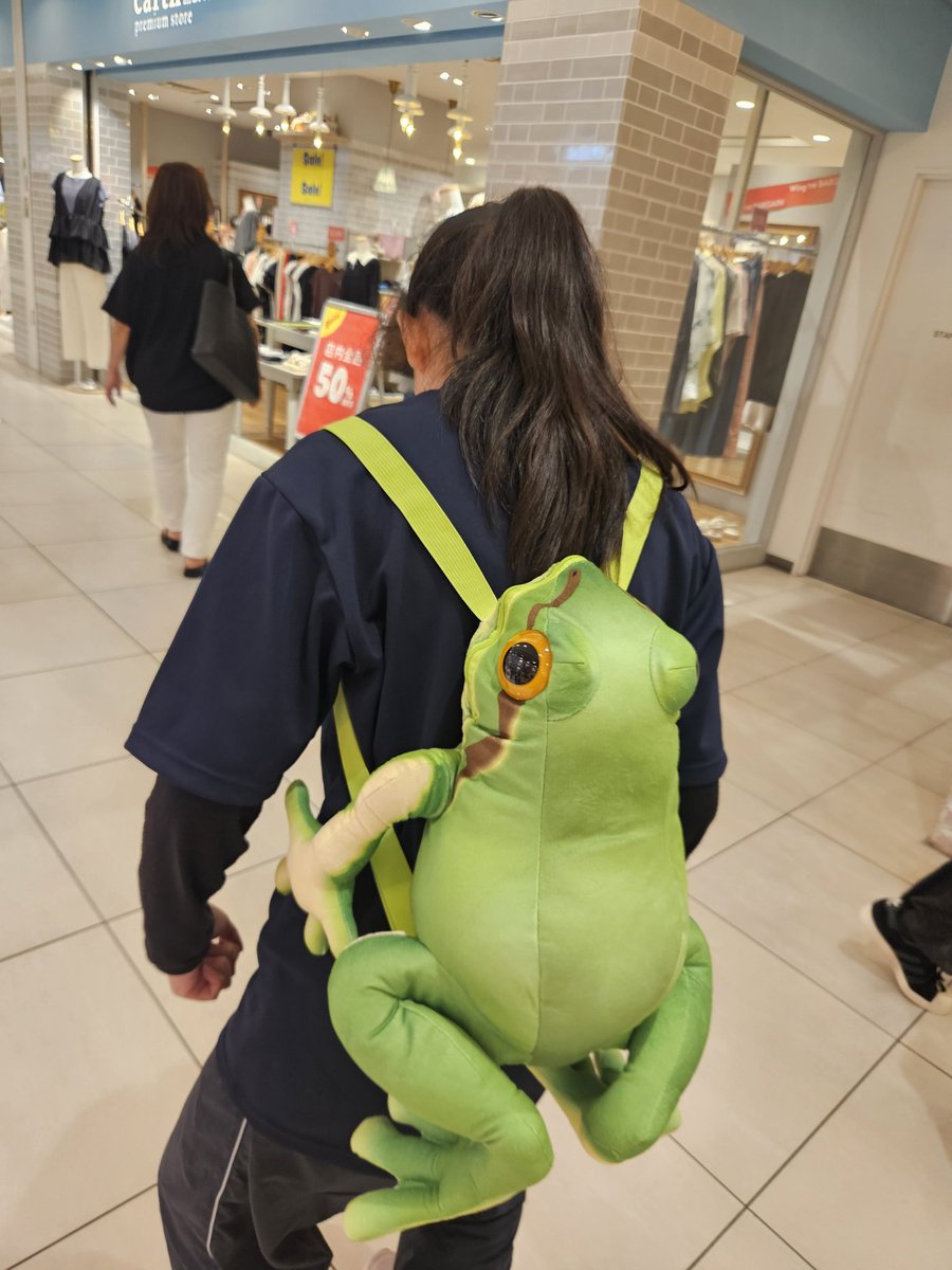 ayaykaaaa738's tweet photo. 生き物好きな息子にはたまらないリュック！！背負ってるのは娘だけど🤣息子にあげるやつ！生フェスで背負って行くよ！🤣
#生フェス　#蛙のリュック　#クレゲ https://t.co/DSwCNEFebS